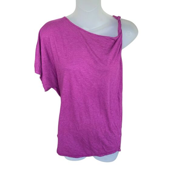 Michael Stars Asymmetric Shoulder T-Shirt Women's Modal Supima Purple One Size - Picture 1 of 7